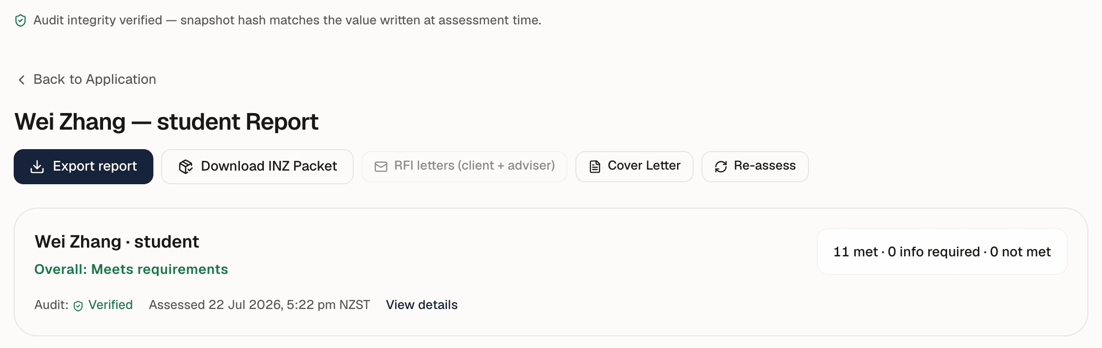 Admitto provenance and monitoring record